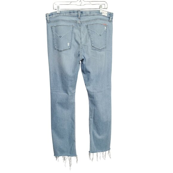 Hudson Womens 32 Jeans Riley Crop Relaxed Straight Distressed Denim Button Fly - Picture 2 of 13